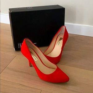 tangerine suede heels